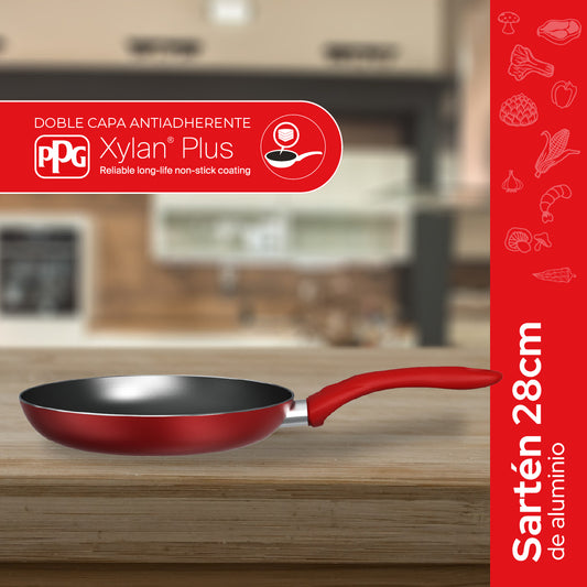 Sartén de Aluminio Cookit 28 cm CAFP28 Antiadherente Xylan Plus Compatible con Inducción y Todo Tipo de Estufas