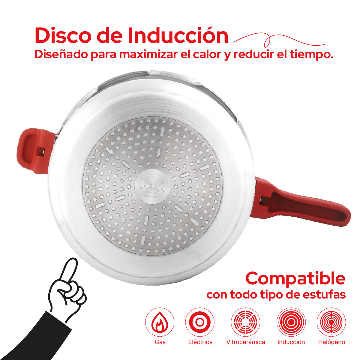 Cookit Olla de Presión 5L con Vaporera de Aluminio CAPC05