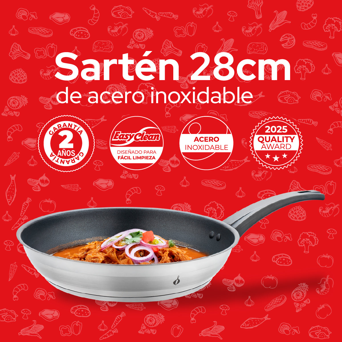 Cookit Sartén 28 cm Acero Inoxidable con Antiadherente CFP28