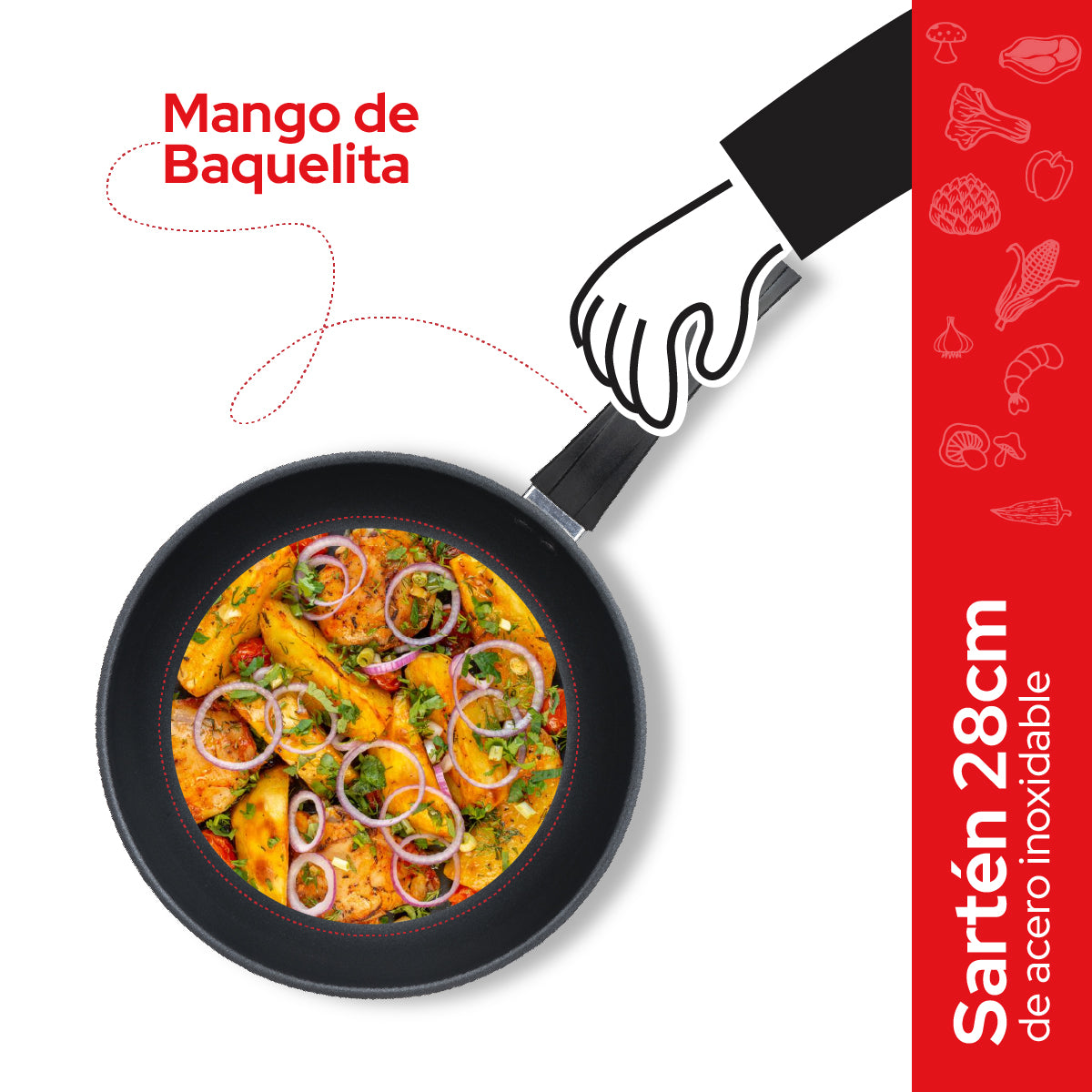 Cookit Sartén 28 cm Acero Inoxidable con Antiadherente CFP28