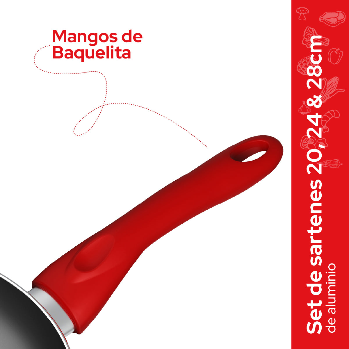 Set de 3 Sartenes Cookit 20, 24 y 28 cm Antiadherentes de Aluminio Xylan Plus Compatibles con Inducción y Todo Tipo de Estufas