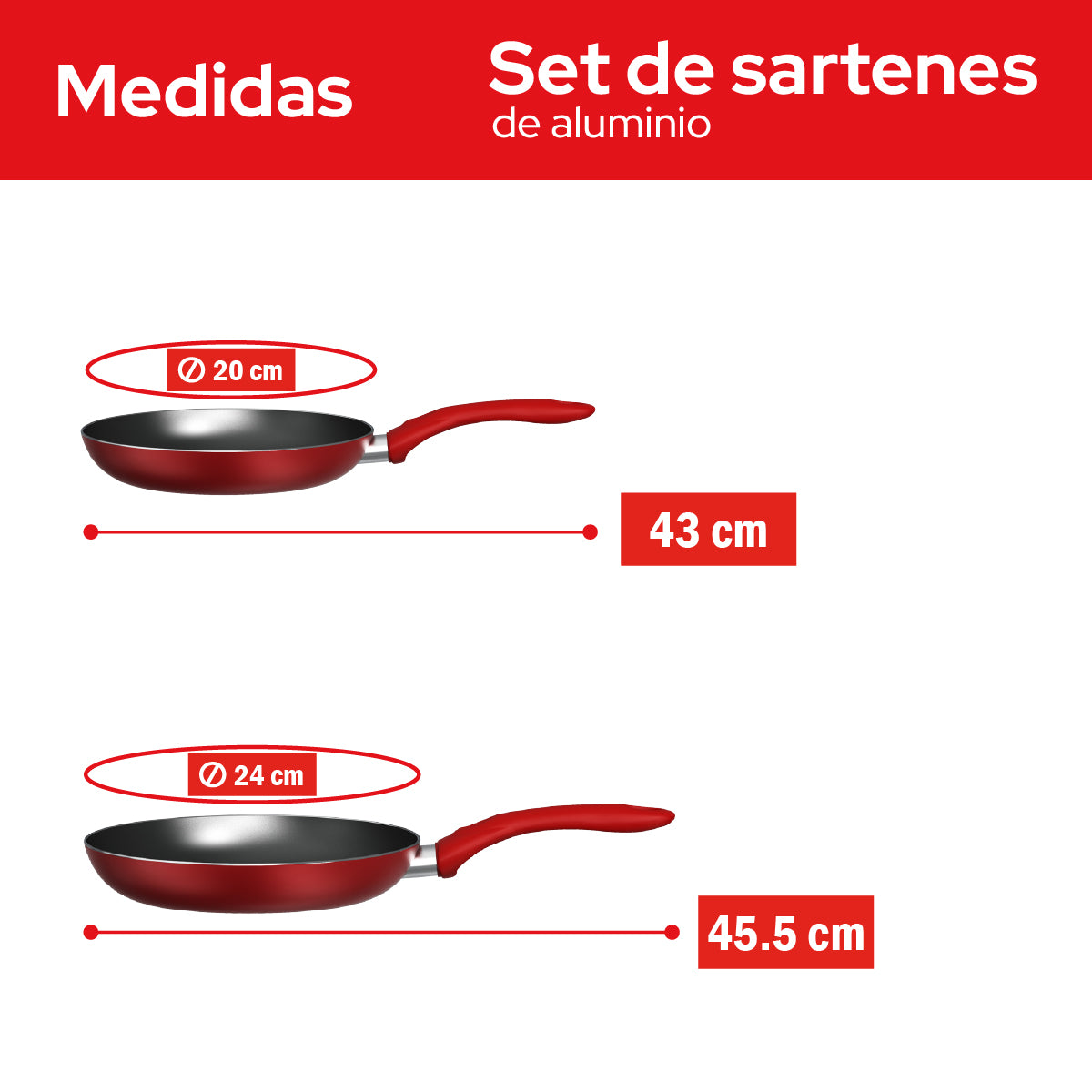 Set de 2 Sartenes Cookit 20 y 24 cm Antiadherentes de Aluminio Xylan Plus Compatibles con Inducción y Todo Tipo de Estufas