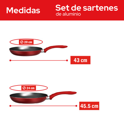 Set de 2 Sartenes Cookit 20 y 24 cm Antiadherentes de Aluminio Xylan Plus Compatibles con Inducción y Todo Tipo de Estufas