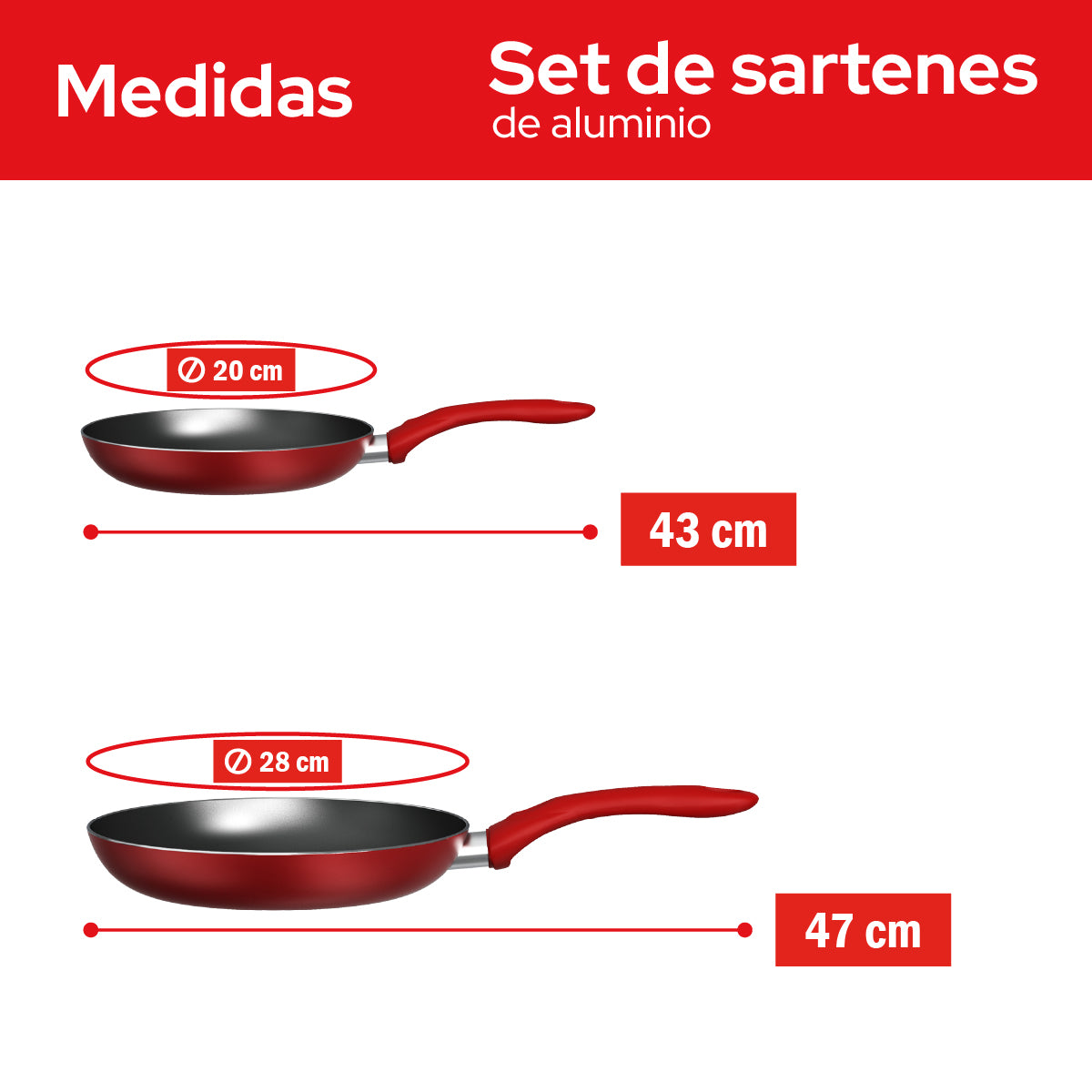 Set de 2 Sartenes Cookit 20 y 28 cm Antiadherentes de Aluminio Xylan Plus Compatibles con Inducción y Todo Tipo de Estufas
