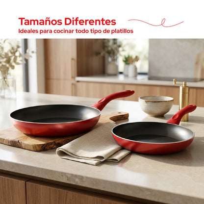 Set de 2 Sartenes Cookit 20 y 28 cm Antiadherentes de Aluminio Xylan Plus Compatibles con Inducción y Todo Tipo de Estufas