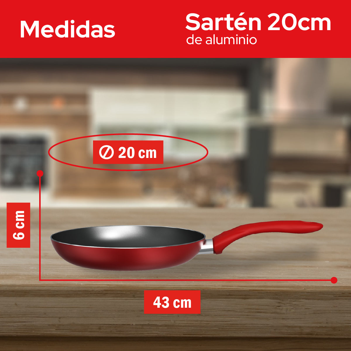 Sartén de Aluminio Cookit 20 cm CAFP20 Antiadherente Xylan Plus Compatible con Inducción y Todo Tipo de Estufas