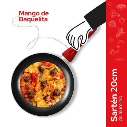 Sartén de Aluminio Cookit 20 cm CAFP20 Antiadherente Xylan Plus Compatible con Inducción y Todo Tipo de Estufas