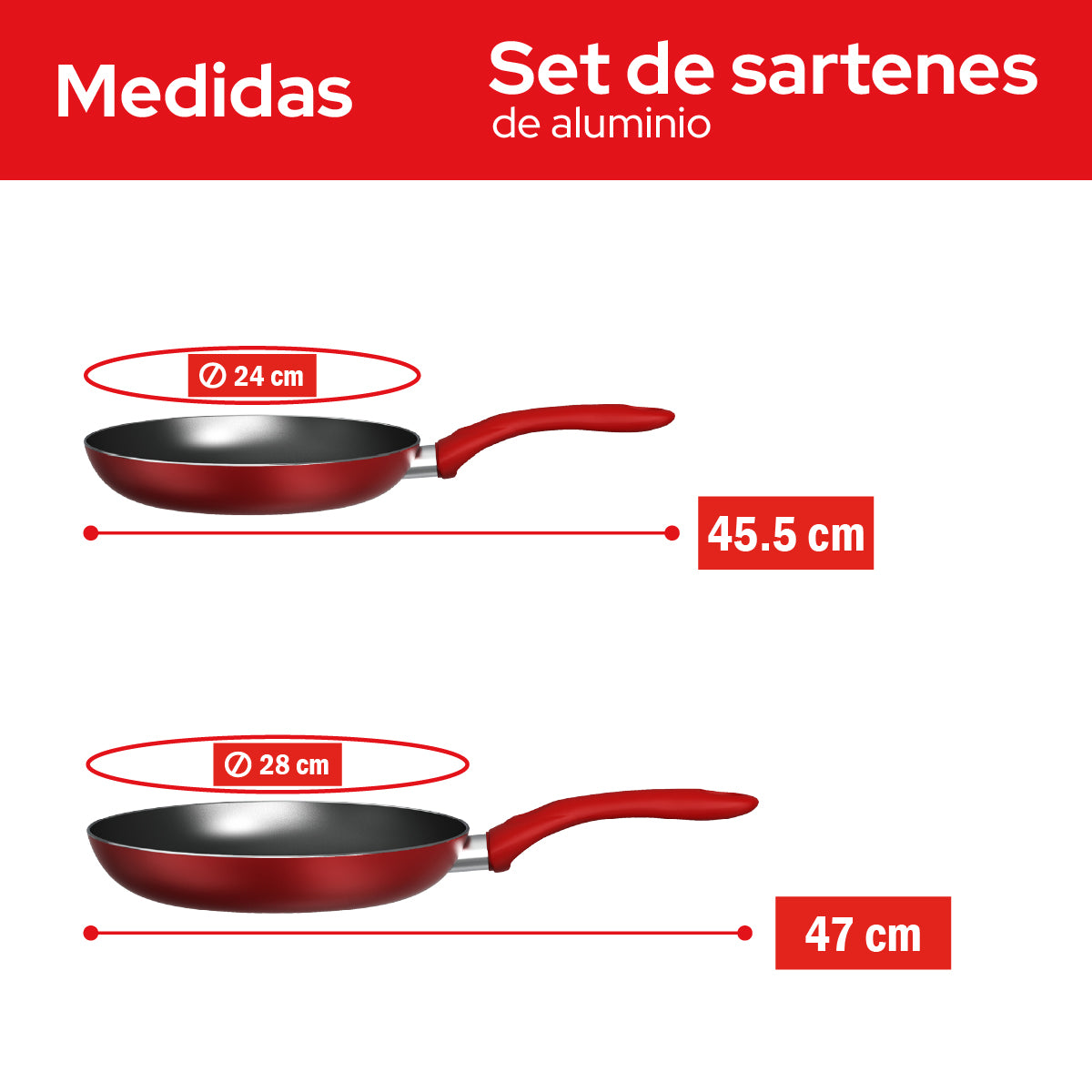 Set de 2 Sartenes Cookit 24 y 28 cm Antiadherentes de Aluminio Xylan Plus Compatibles con Inducción y Todo Tipo de Estufas