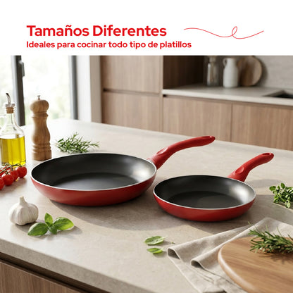 Set de 2 Sartenes Cookit 24 y 28 cm Antiadherentes de Aluminio Xylan Plus Compatibles con Inducción y Todo Tipo de Estufas