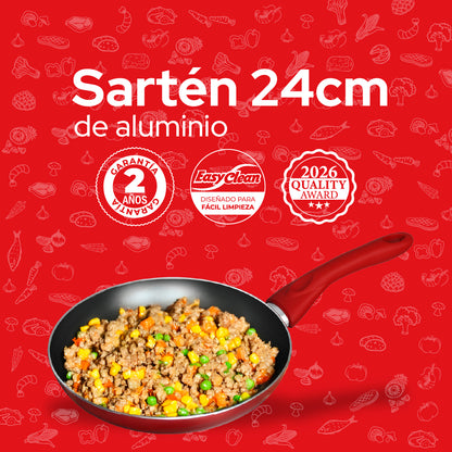 Sartén de Aluminio Cookit 24 cm CAFP24 Antiadherente Xylan Plus Compatible con Inducción y Todo Tipo de Estufas