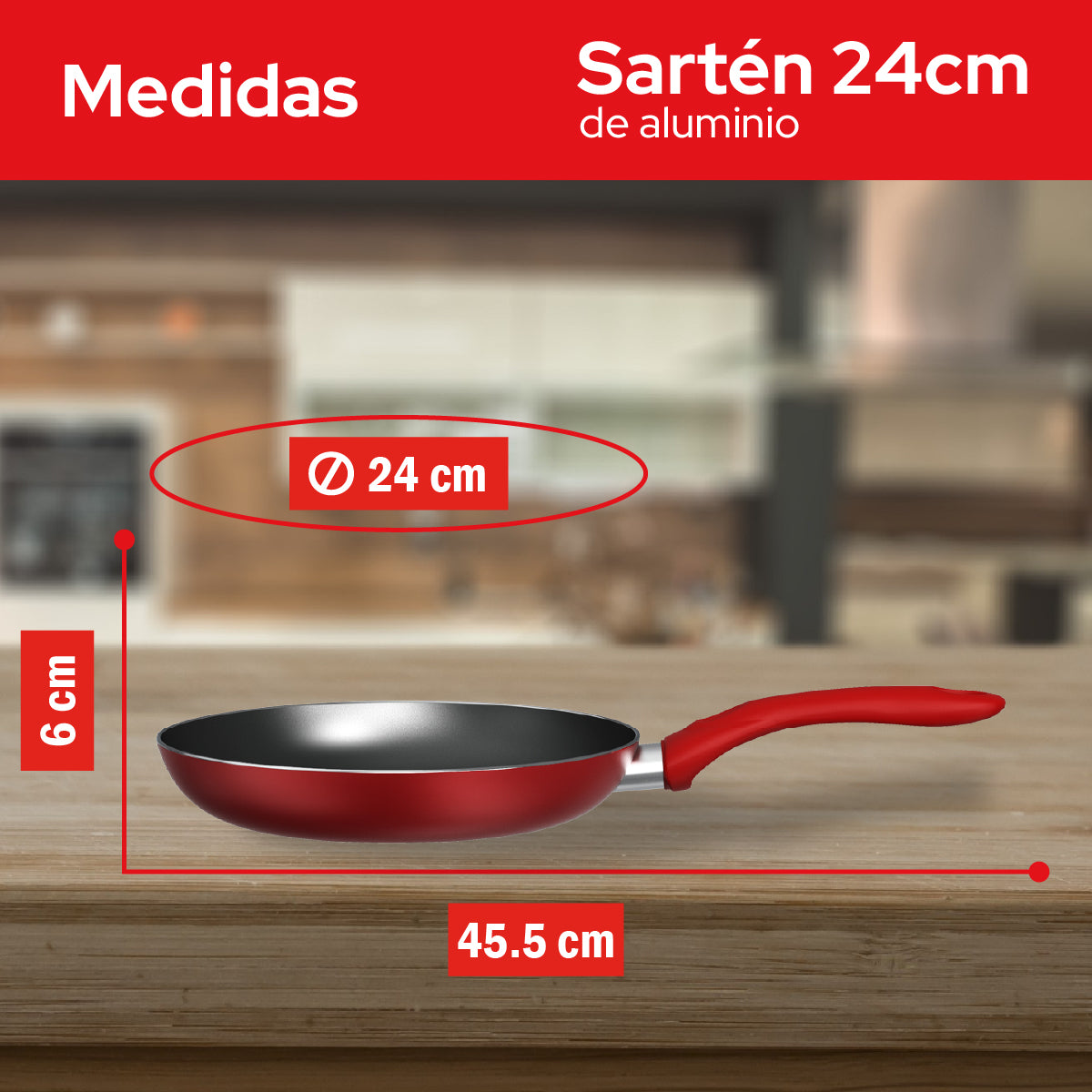 Sartén de Aluminio Cookit 24 cm CAFP24 Antiadherente Xylan Plus Compatible con Inducción y Todo Tipo de Estufas
