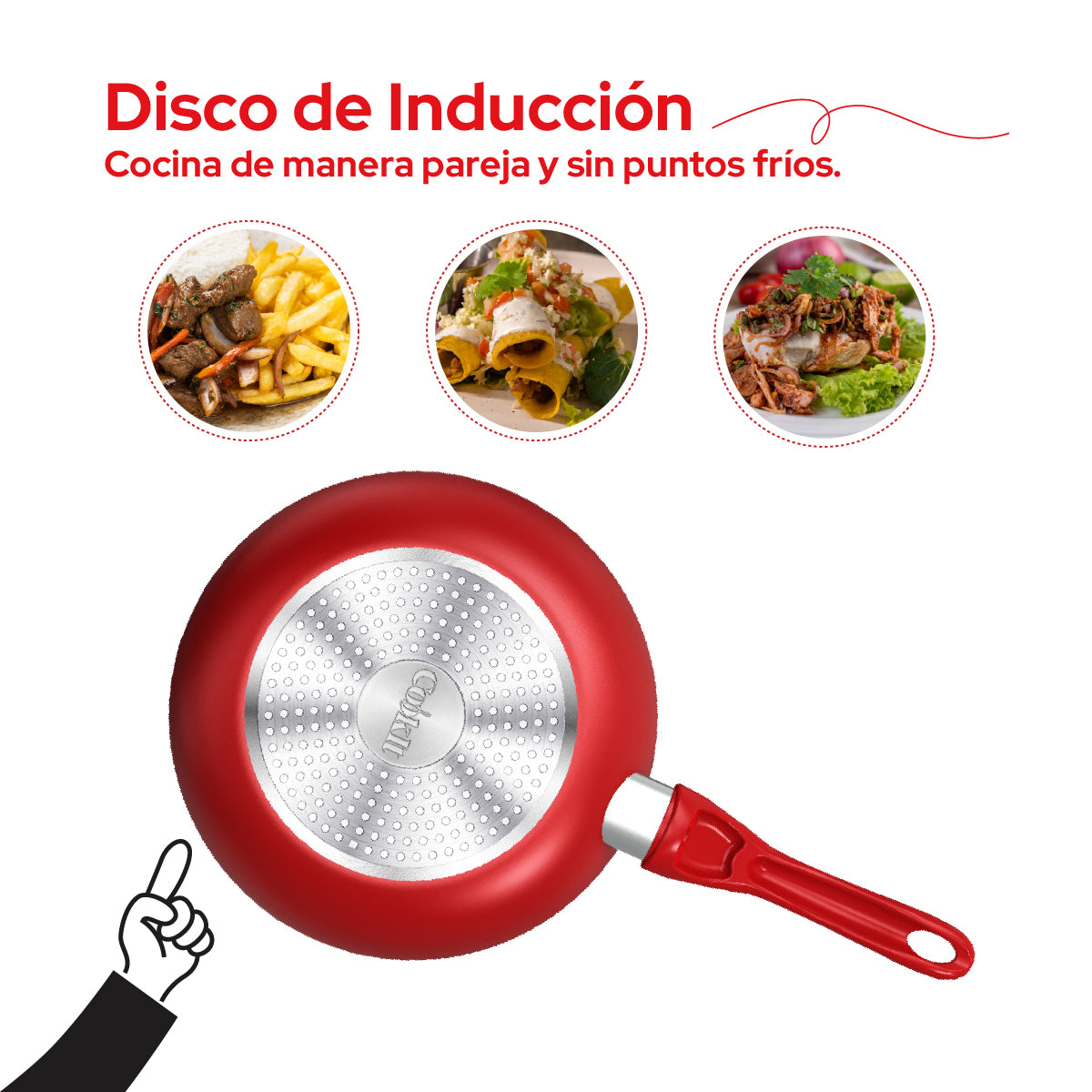 Sartén de Aluminio Cookit 24 cm CAFP24 Antiadherente Xylan Plus Compatible con Inducción y Todo Tipo de Estufas