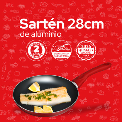 Sartén de Aluminio Cookit 28 cm CAFP28 Antiadherente Xylan Plus Compatible con Inducción y Todo Tipo de Estufas