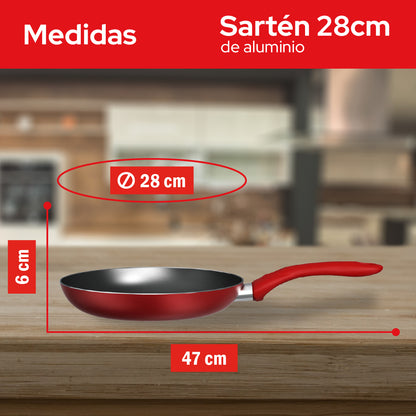 Sartén de Aluminio Cookit 28 cm CAFP28 Antiadherente Xylan Plus Compatible con Inducción y Todo Tipo de Estufas
