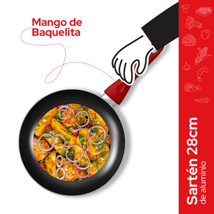 Sartén de Aluminio Cookit 28 cm CAFP28 Antiadherente Xylan Plus Compatible con Inducción y Todo Tipo de Estufas