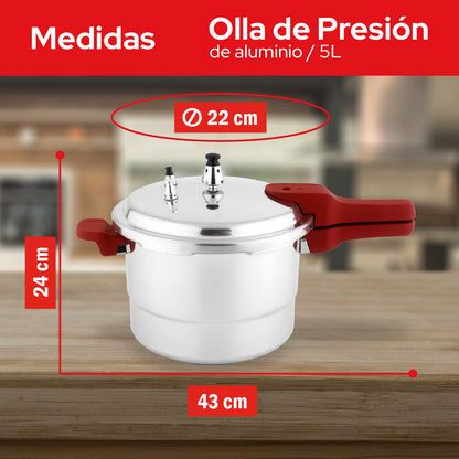 Cookit Olla de Presión 5L con Vaporera de Aluminio CAPC05
