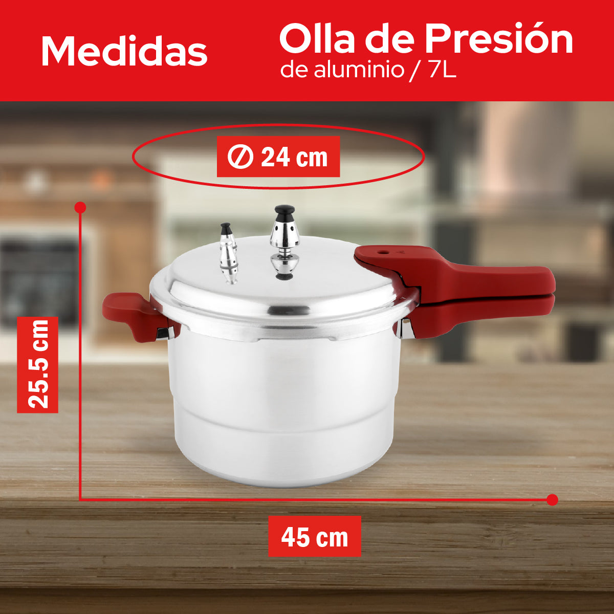 Cookit Olla de Presión 7L con Vaporera de Aluminio CAPC07