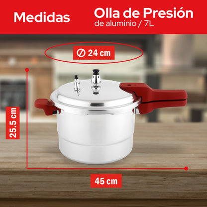Cookit Olla de Presión 7L con Vaporera de Aluminio CAPC07