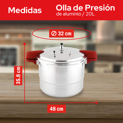 Cookit Olla de Presión 20L con Vaporera de Aluminio CAPC20