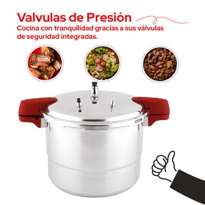 Cookit Olla de Presión 20L con Vaporera de Aluminio CAPC20