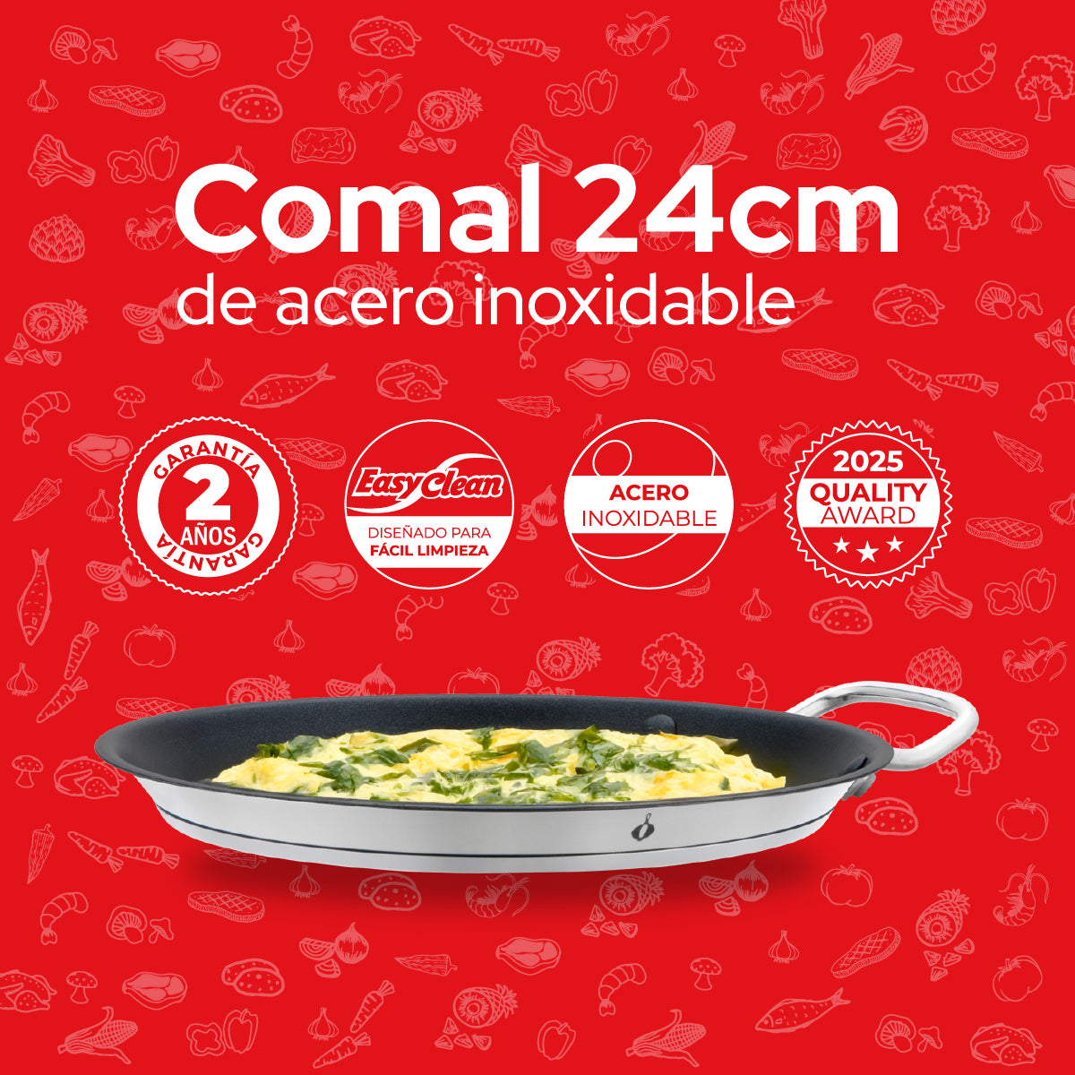 Cookit Comal de Acero Inox 24 cm Antiadherente CCP24