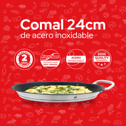 Cookit Comal de Acero Inox 24 cm Antiadherente CCP24