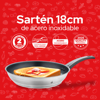 Cookit Sartén 18 cm Acero Inoxidable con Antiadherente CFP18