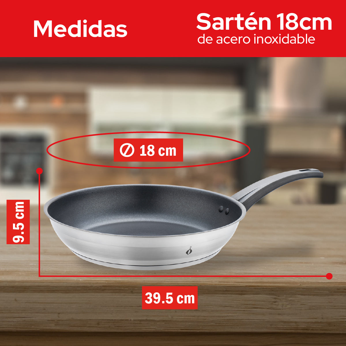 Cookit Sartén 18 cm Acero Inoxidable con Antiadherente CFP18