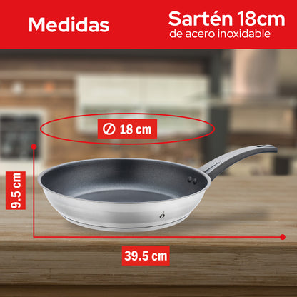 Cookit Sartén 18 cm Acero Inoxidable con Antiadherente CFP18