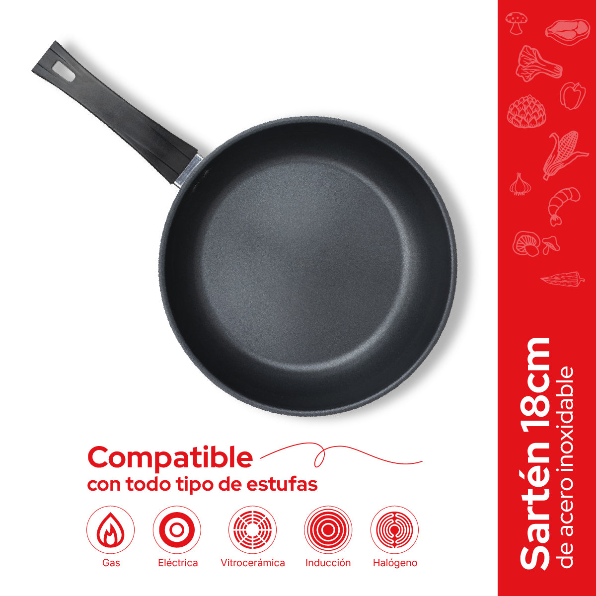 Cookit Sartén 18 cm Acero Inoxidable con Antiadherente CFP18