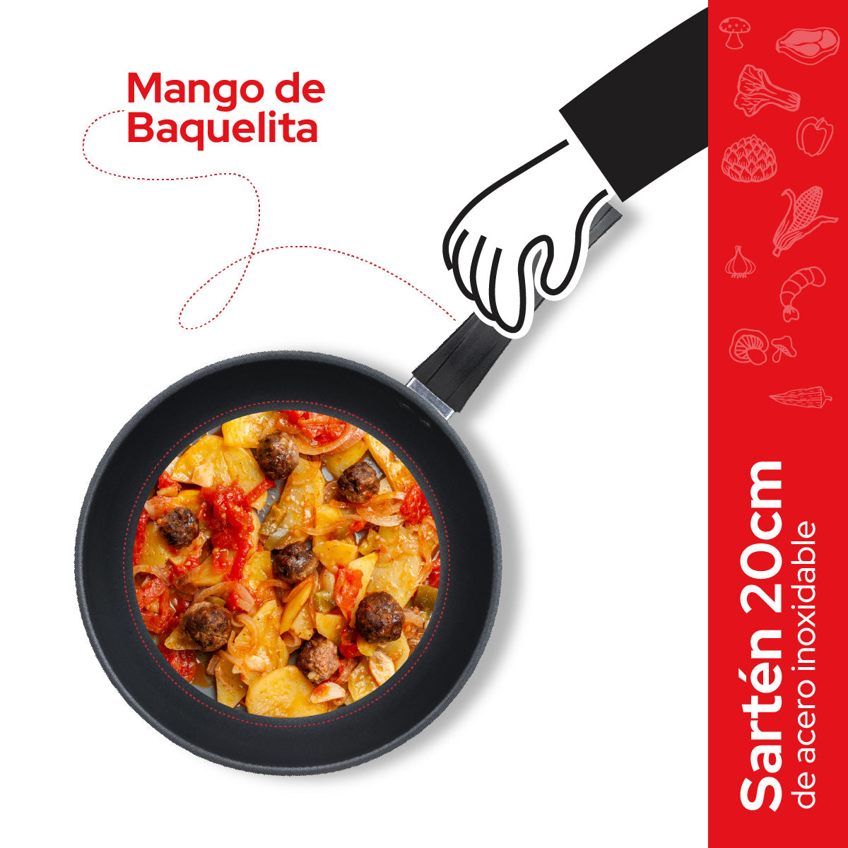 Cookit Sartén 20 cm Acero Inoxidable con Antiadherente CFP20