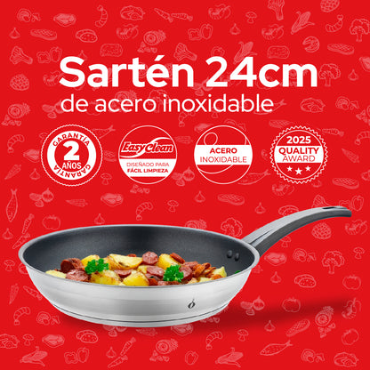 Cookit Sartén 24 cm Acero Inoxidable con Antiadherente CFP24