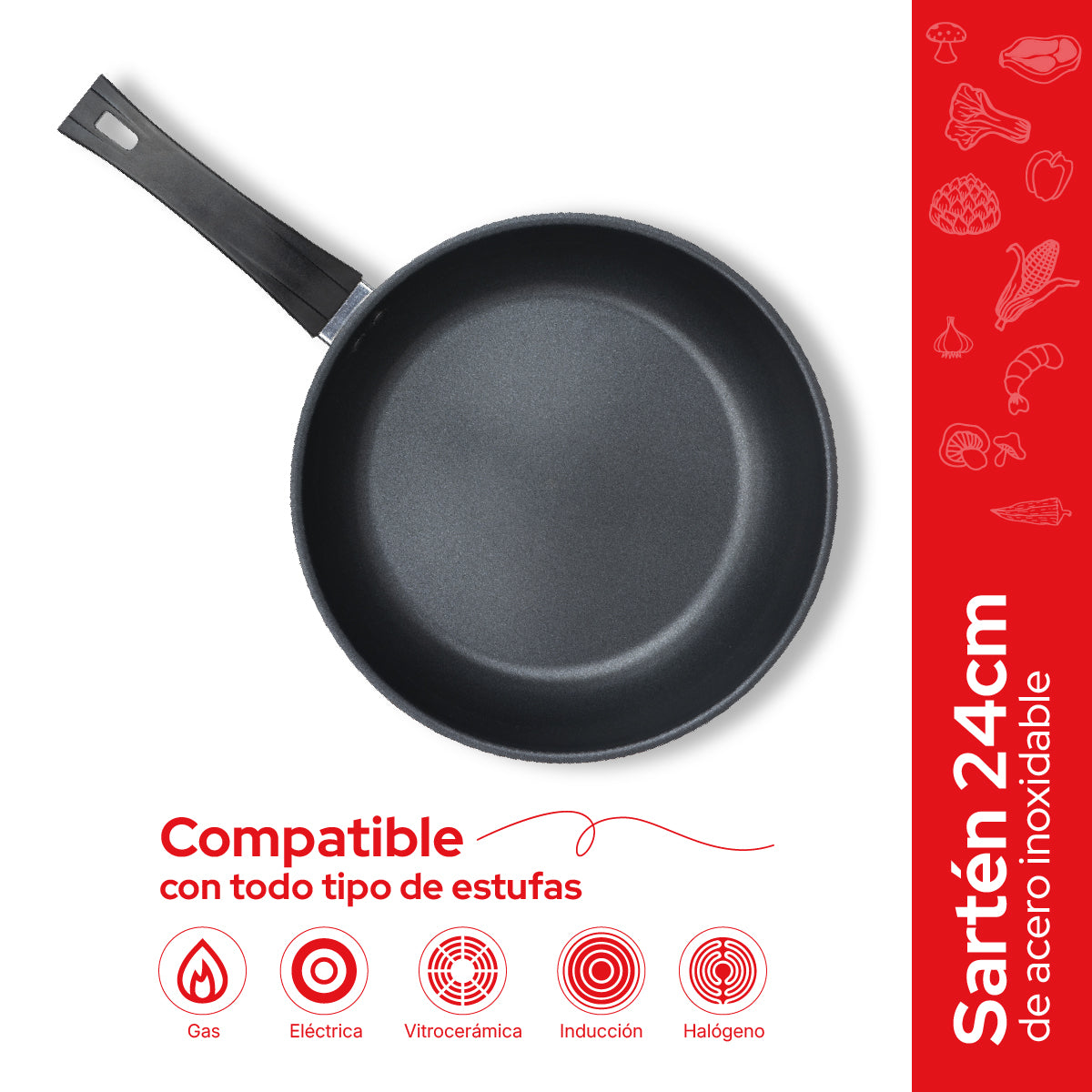 Cookit Sartén 24 cm Acero Inoxidable con Antiadherente CFP24