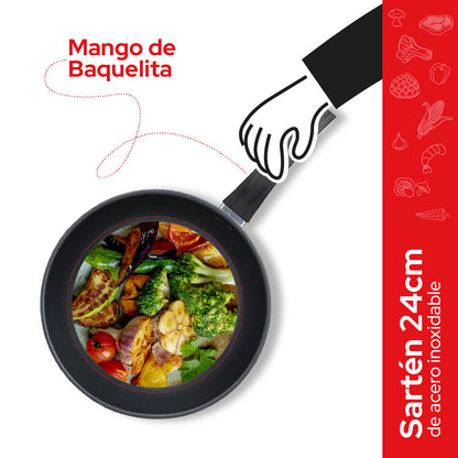 Cookit Sartén 24 cm Acero Inoxidable con Antiadherente CFP24