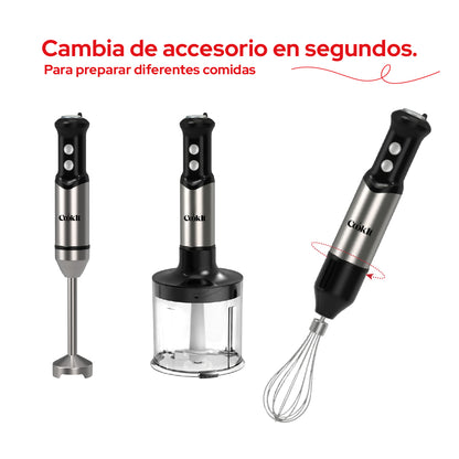 Cookit Batidora Inmersión  CHB04 500w 4en1 Acero Inox Con Accesorios