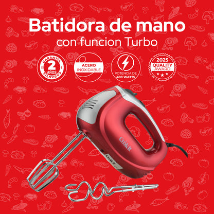 Cookit Batidora De Mano CHM01 400w 5 Velocidades Función Turbo