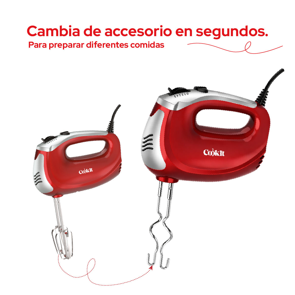 Cookit Batidora De Mano CHM01 400w 5 Velocidades Función Turbo