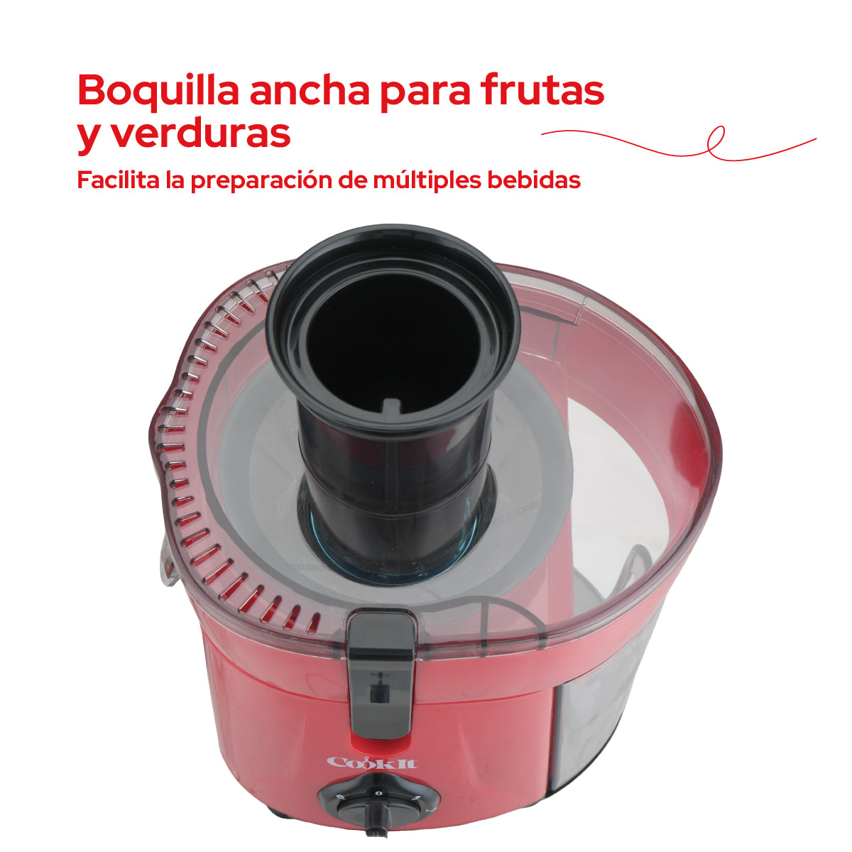 Cookit Extractor De Jugos Eléctrico CJ12 600w 2 Velocidades 1.2L Fácil Limpieza