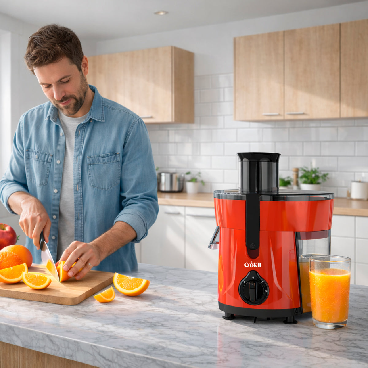 Cookit Extractor De Jugos Eléctrico CJ12 600w 2 Velocidades 1.2L Fácil Limpieza