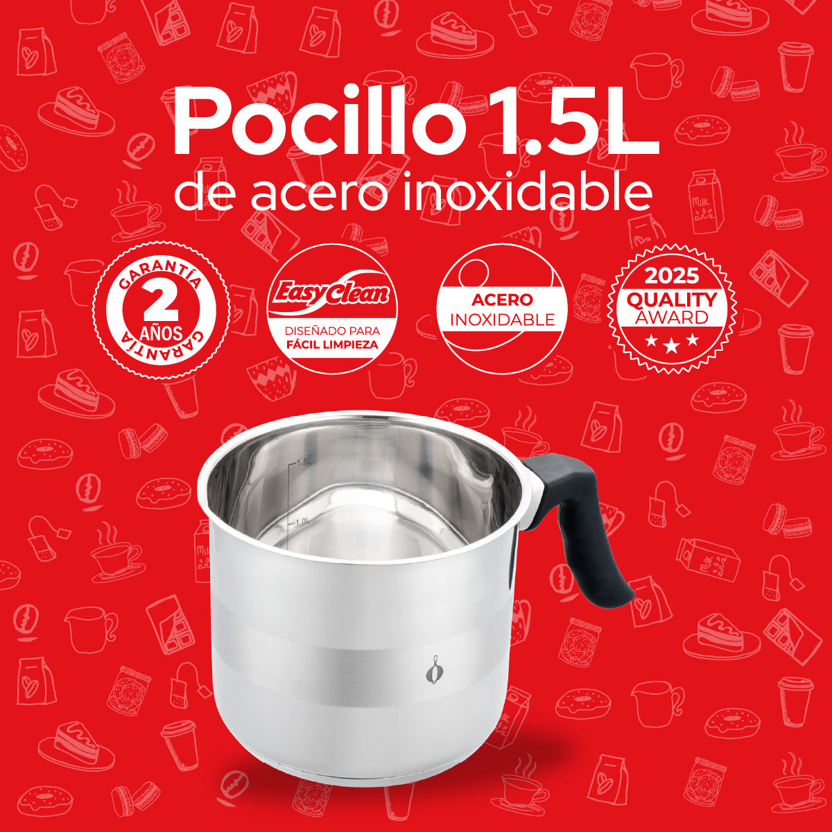 Cookit Pocillo 1.5 L Acero Inoxidable CMP015