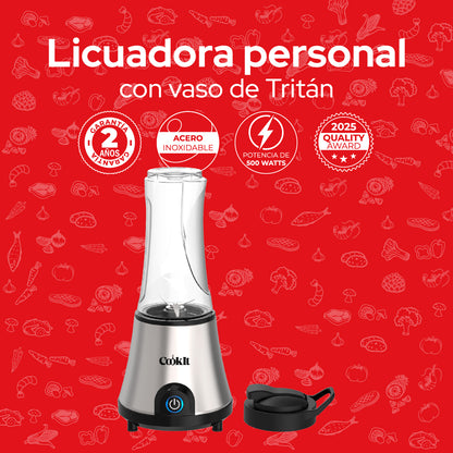 Cookit Licuadora Personal CPB06 500w Vaso Tritan 600ml Acero Inox