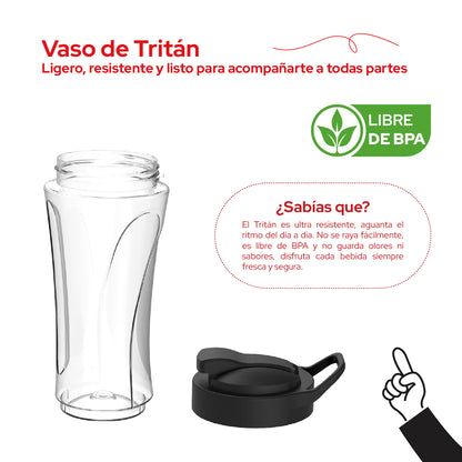 Cookit Licuadora Personal CPB06 500w Vaso Tritan 600ml Acero Inox