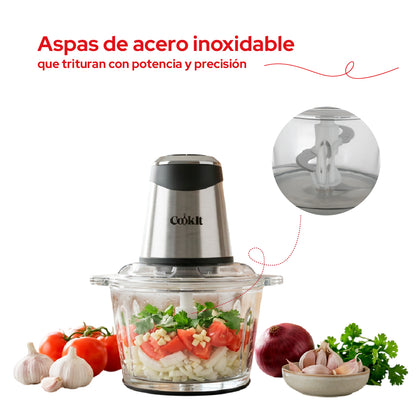 Cookit Procesador Alimentos CQCH18 400w 1.8l Vidrio 2 Velocidades
